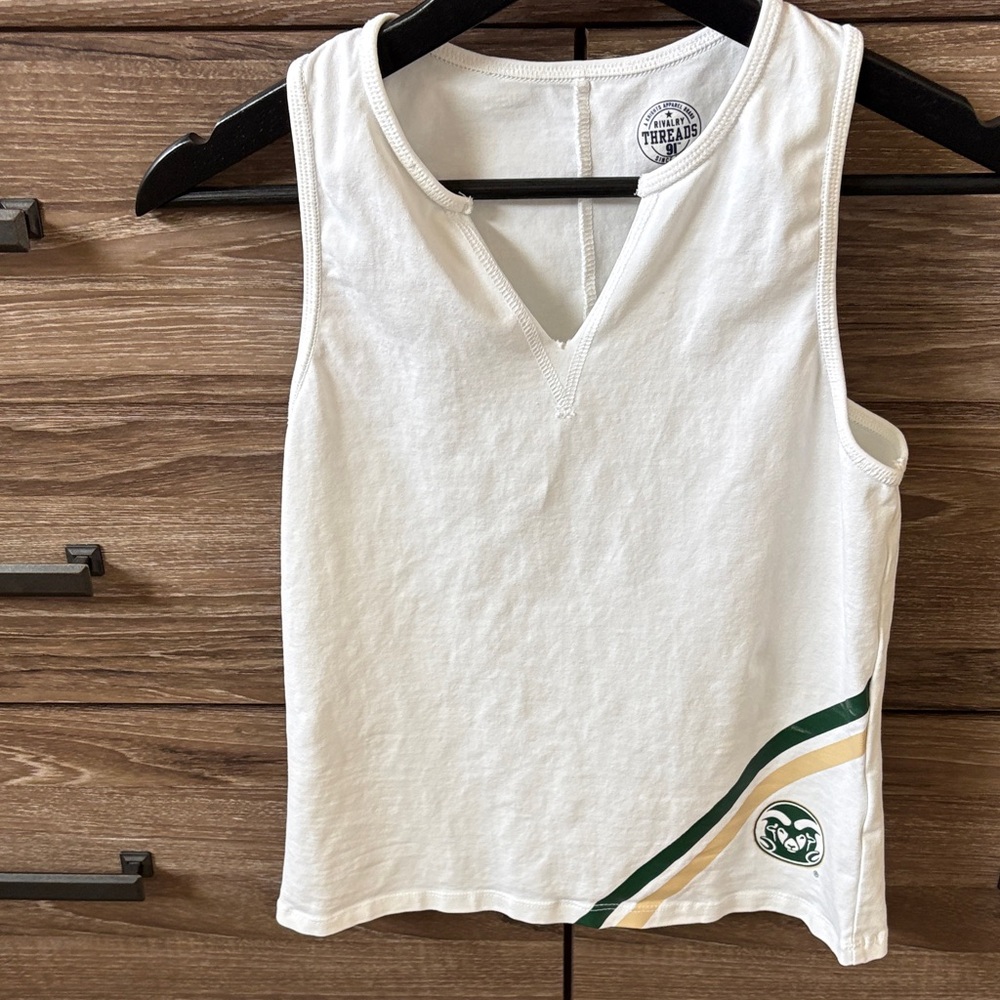 Rivalry Threads White and Green Kids Tank Top Colorado State University Rams